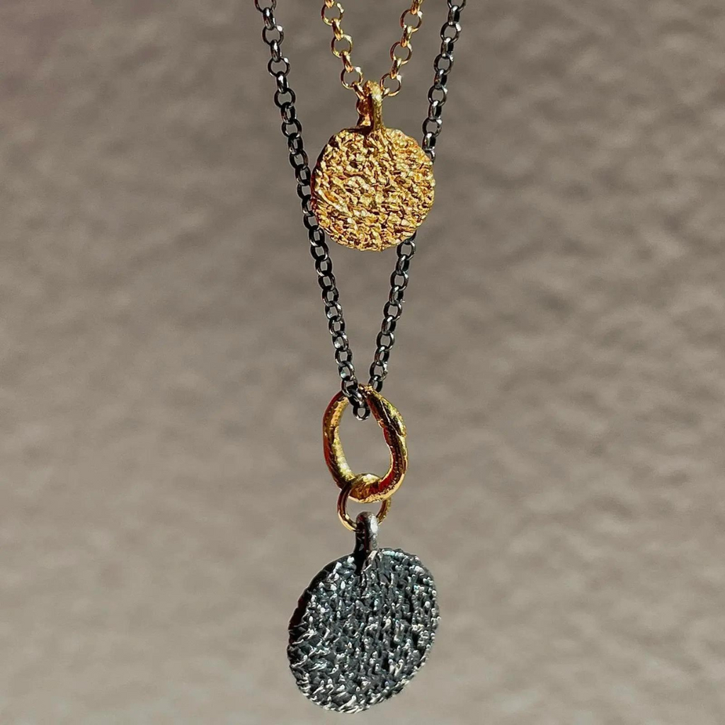 Gold Plated / Oxidised Silver Necklace "Bespoken" (1,1 cm)