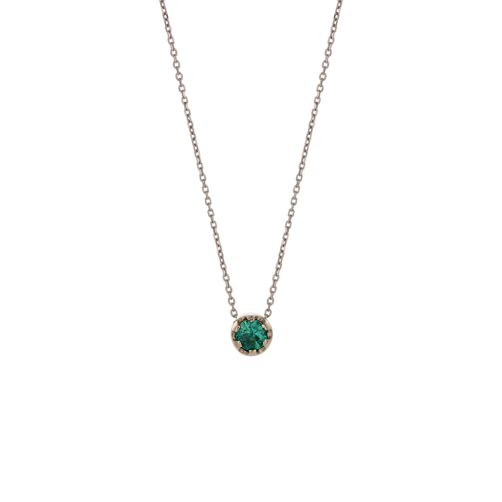 14k White Gold Choker with Emerald