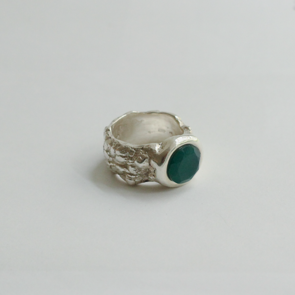 Silver & Agate Ring