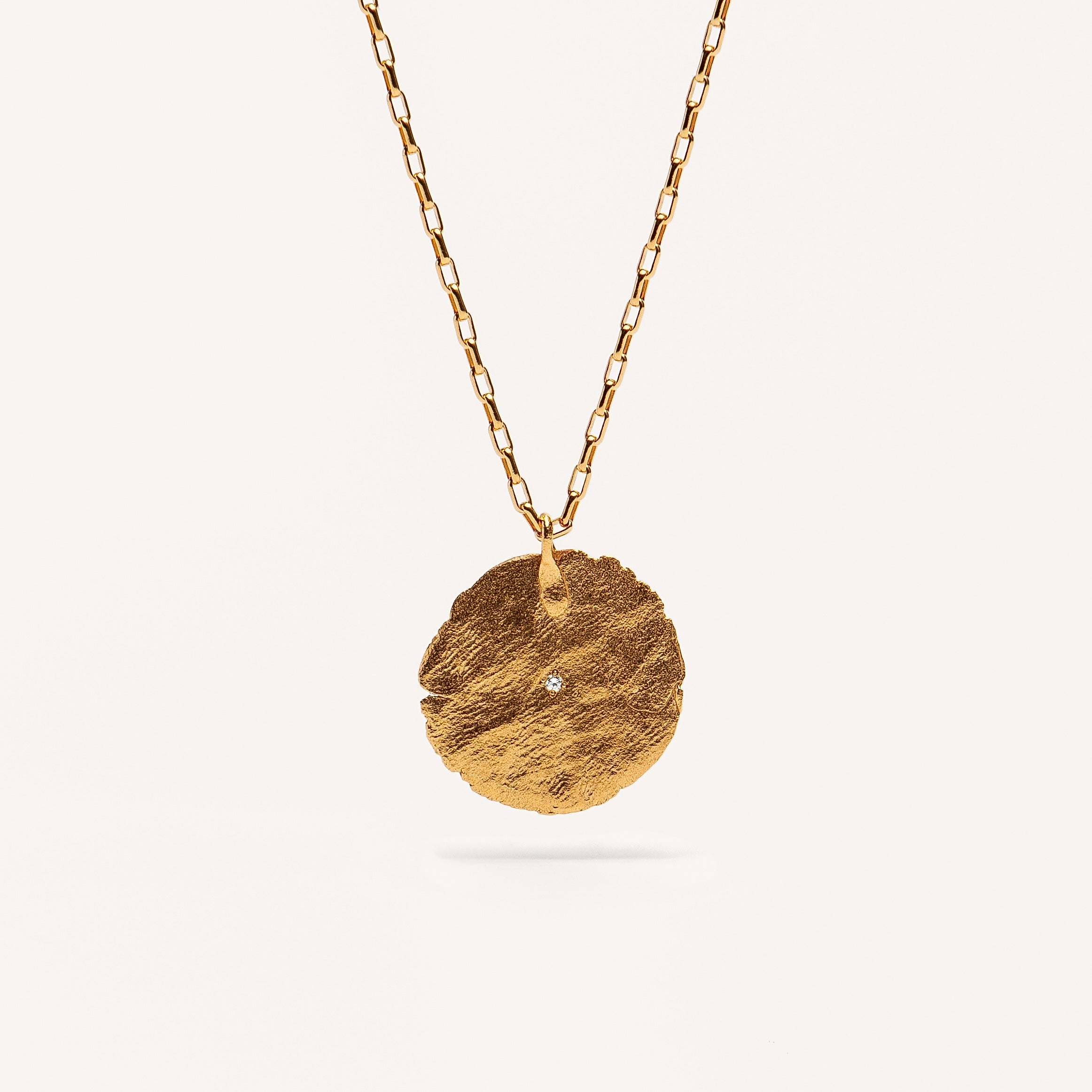 Gold Plated Silver Necklace with Diamond "Fingerprint"
