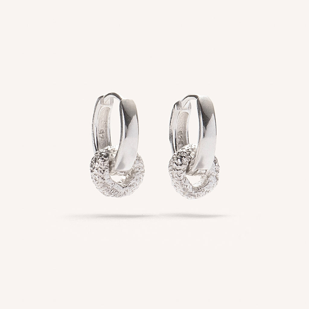Silver Hoops with Rough Texture