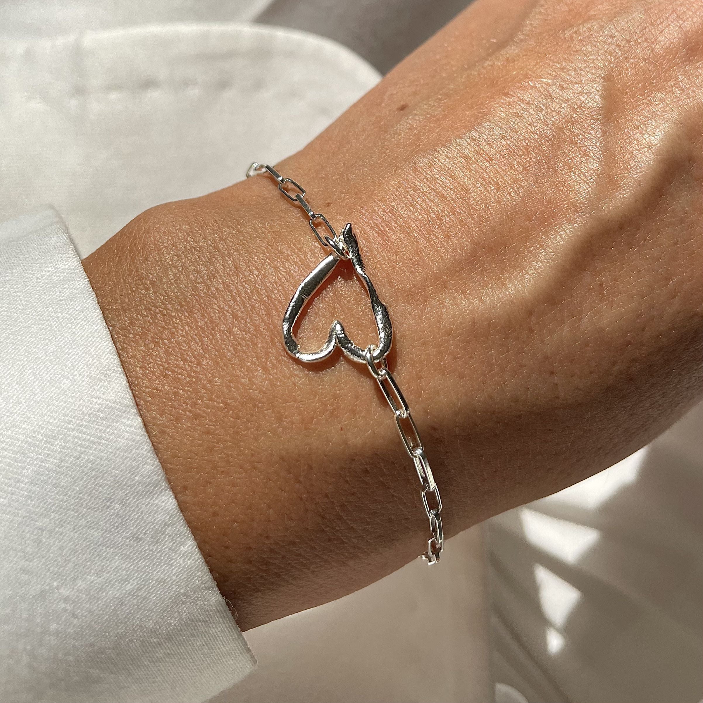 Silver Bracelet "Big Rough Heart"