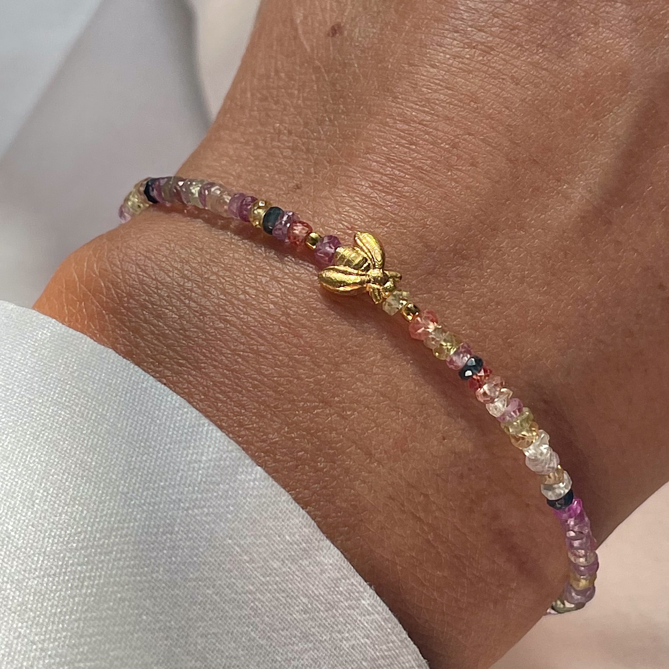 Gold Plated Silver Bracelet with Sapphires "Bee"