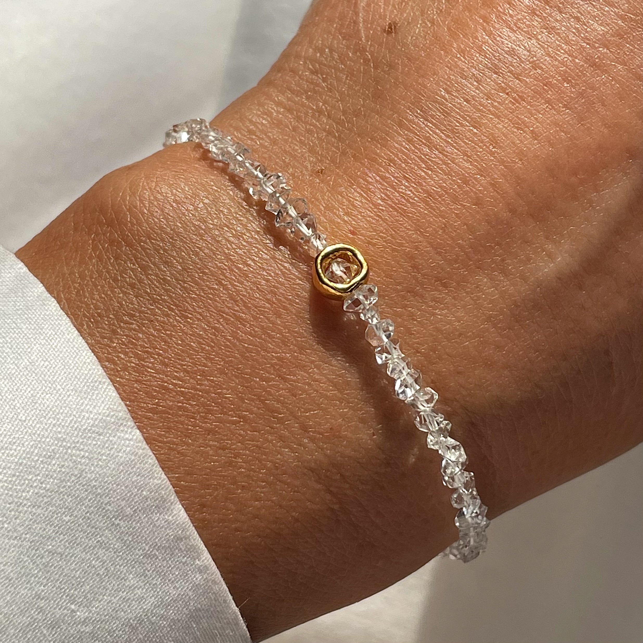 Gold Plated Silver Bracelet with Herkimer Diamond "Circle"