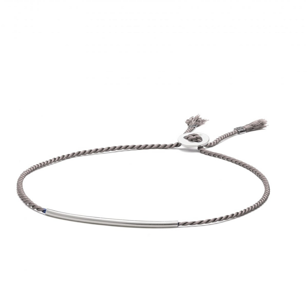 Natural Grey Silk Bracelet with Silver Detail