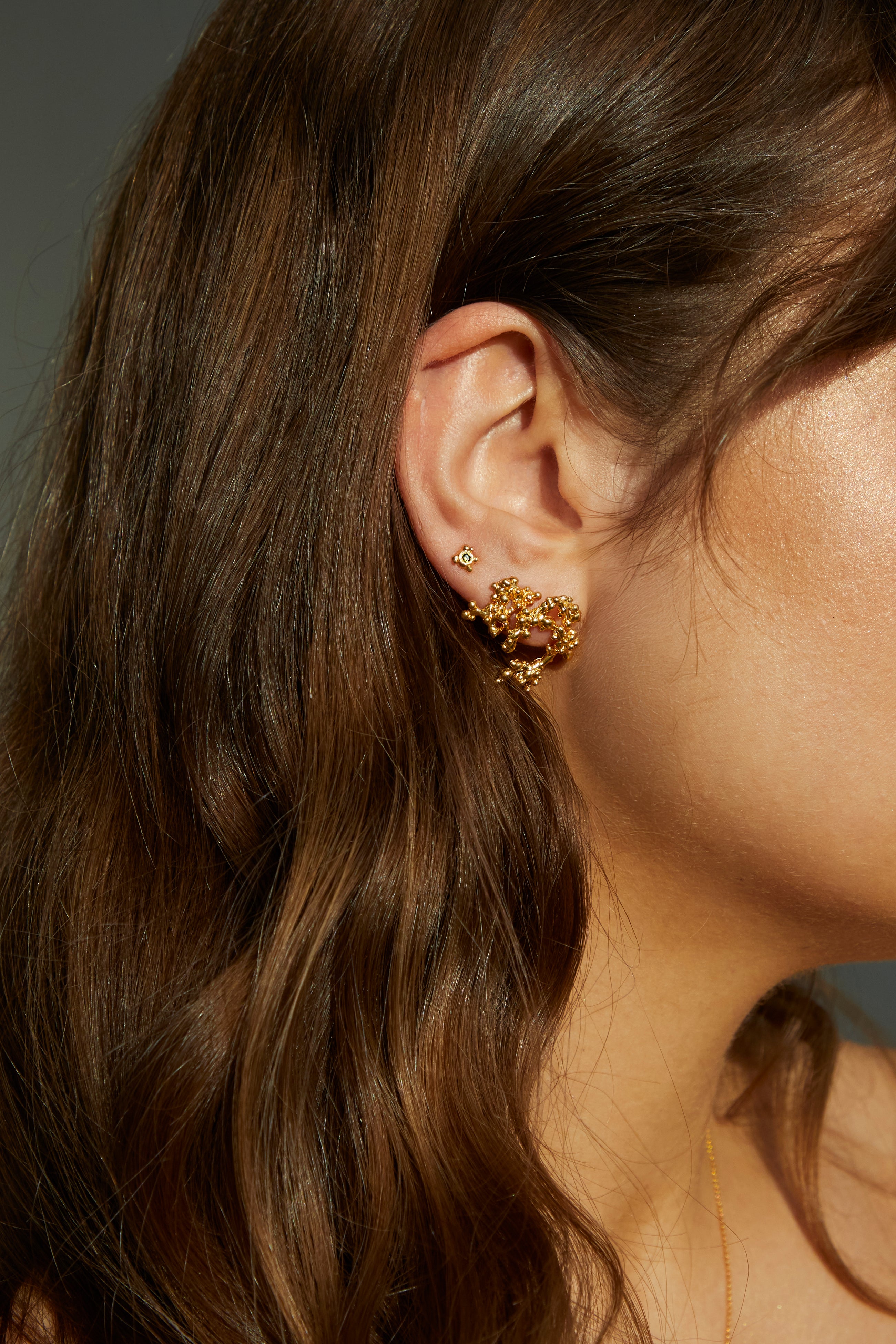 Gold Plated Silver Earrings "Coral Tree", Medium