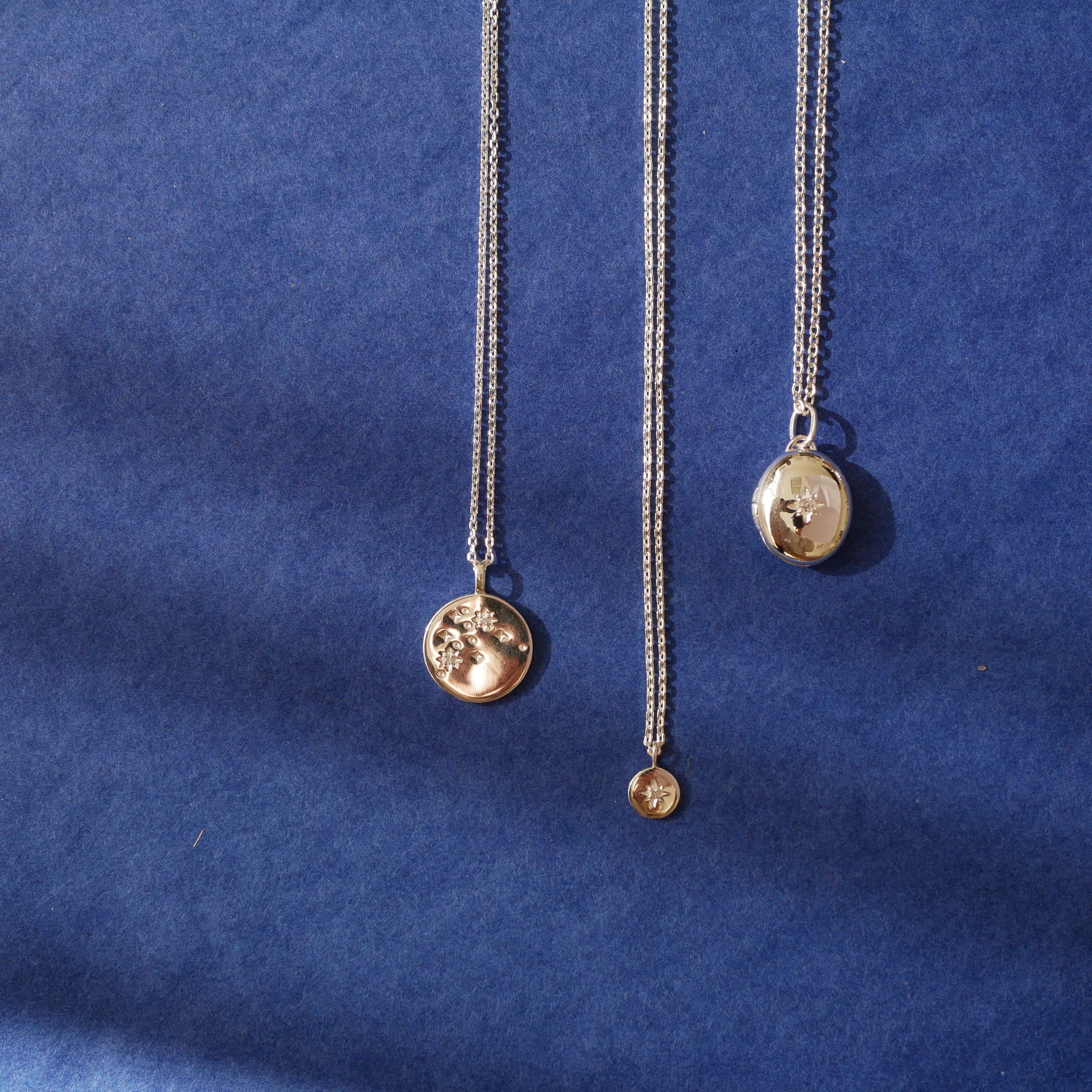 Silver Necklace with Diamond "North Star"