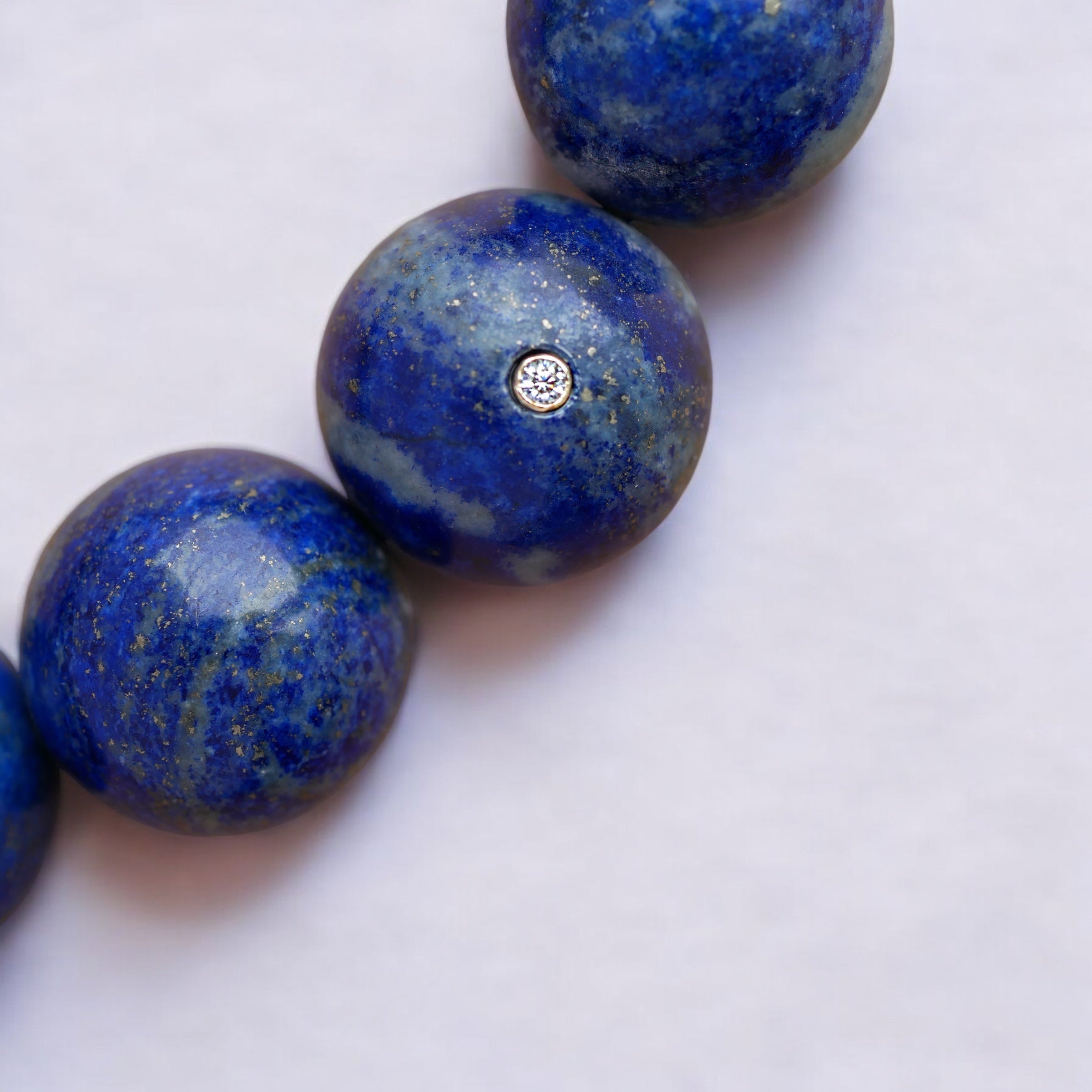 Gold Plated Silver Necklace with Lapis Lazuli and Moissanite