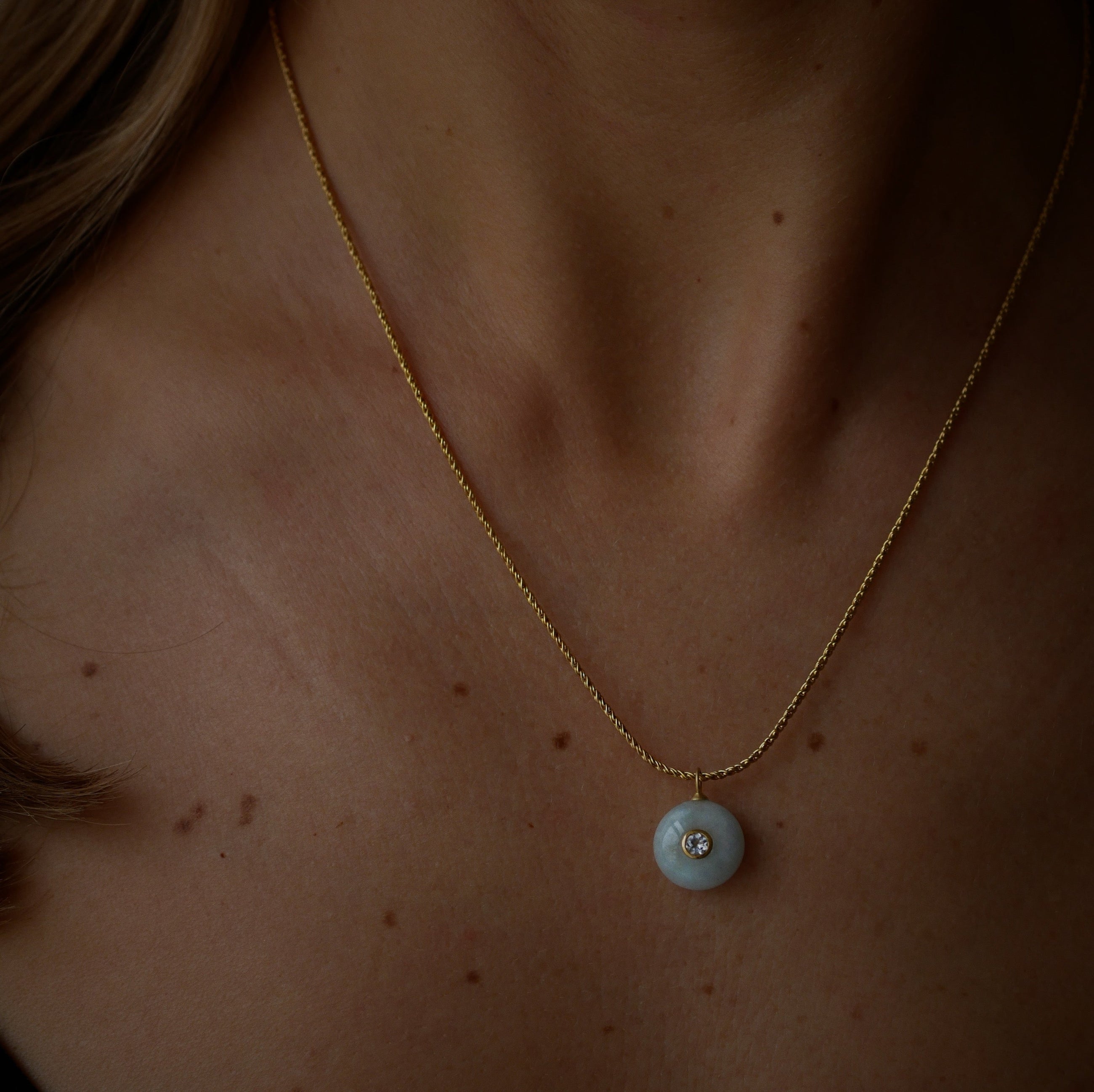 Gold Plated Silver Necklace with Aquamarine and Topaz "Paradise Sky"