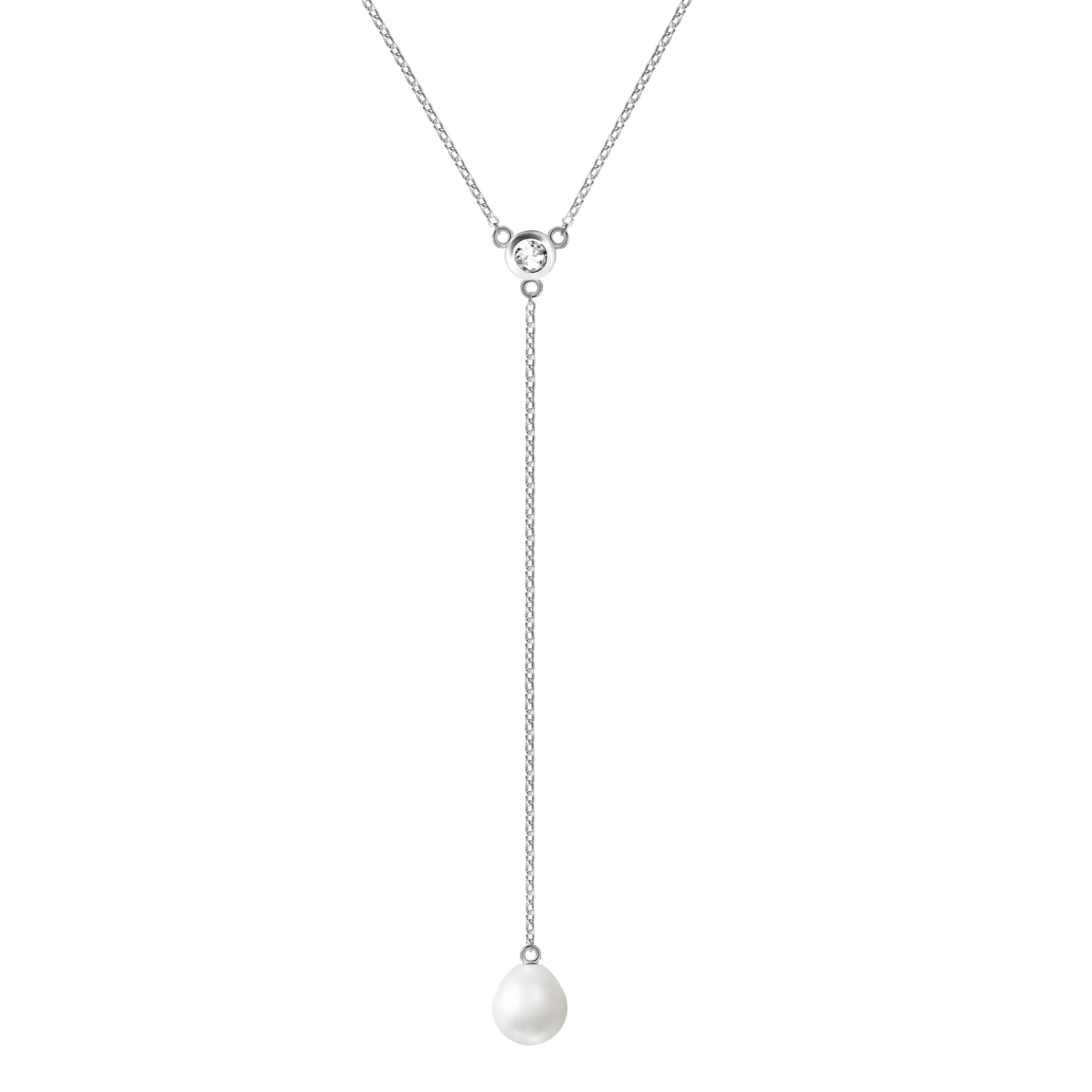 Silver Necklace with Pearl and Topaz "Valencia"