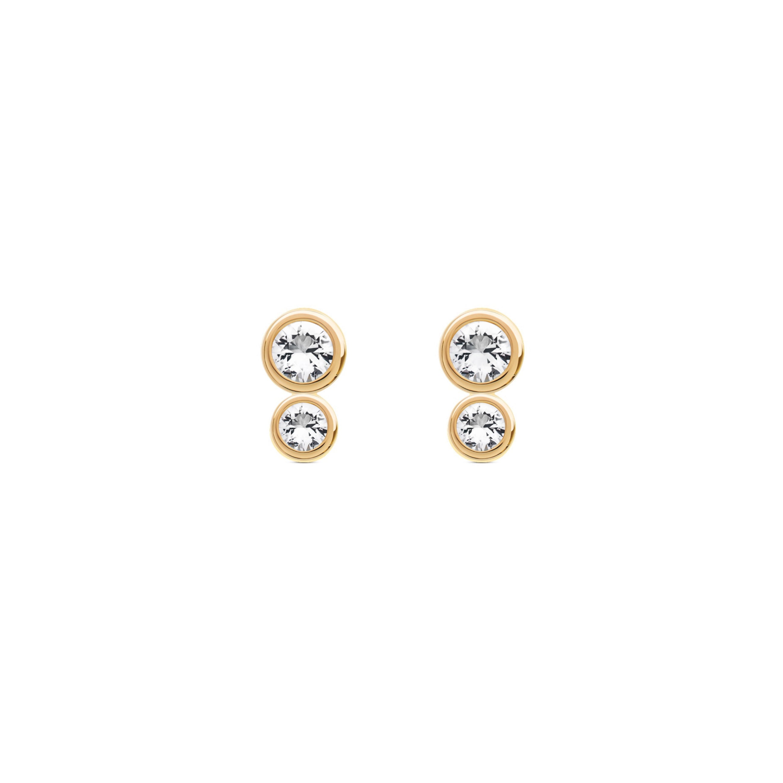 Gold Plated Silver Stud Earrings with Topaz "Double"