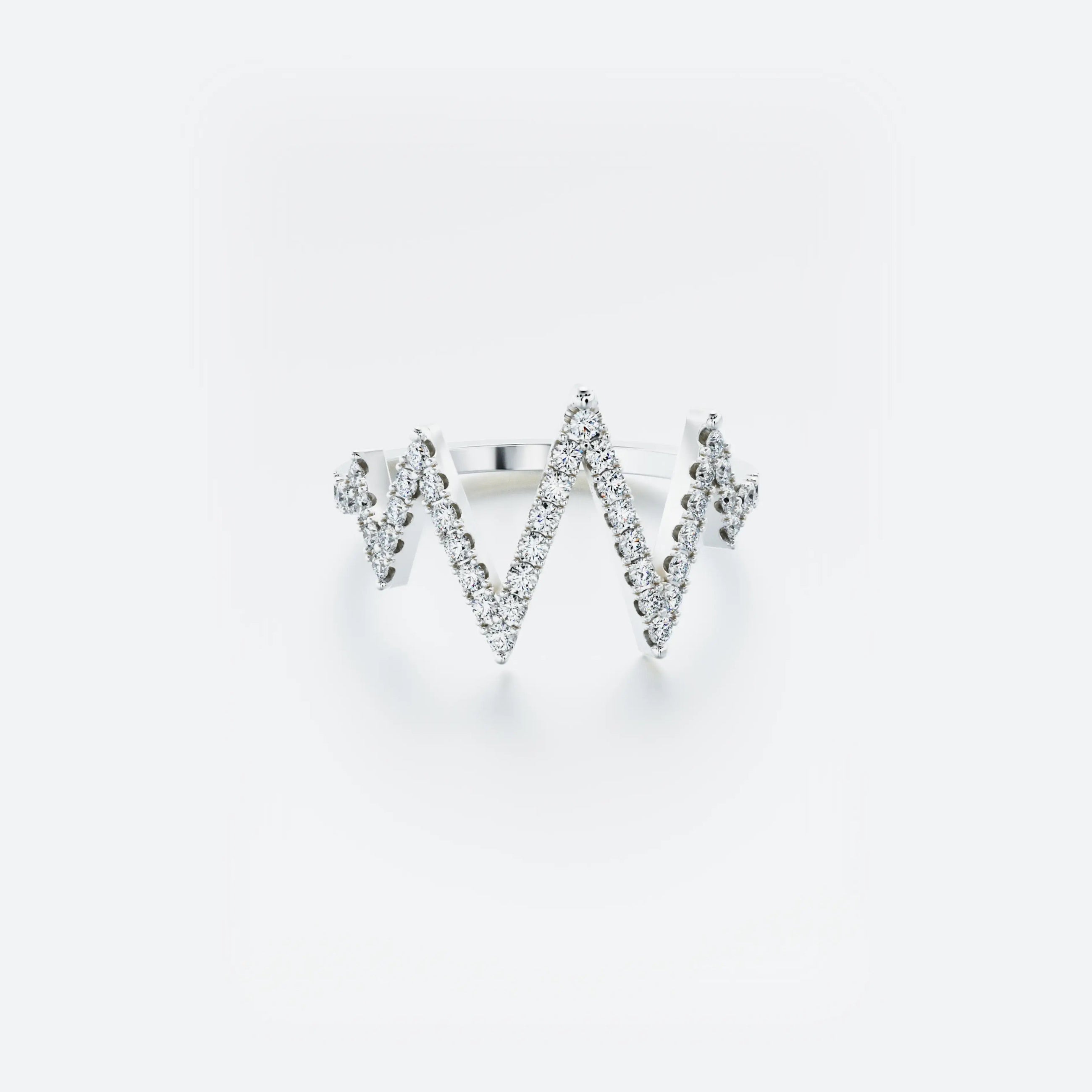 14k white gold ring set with 0.45 ct lab-grown diamonds, arranged in a striking zigzag silhouette.