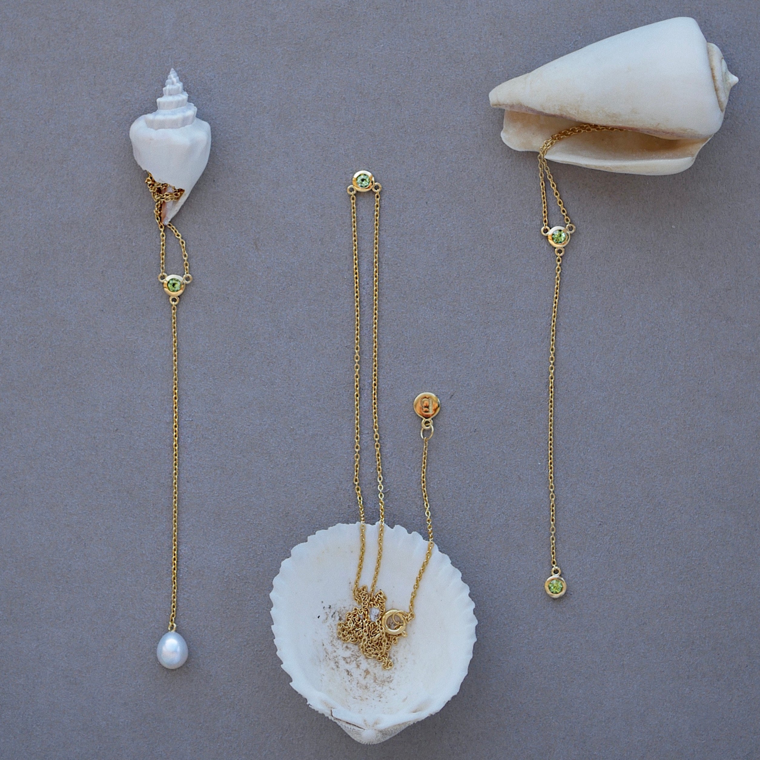 Gold Plated Silver Necklace with Pearl and Topaz "Valencia"