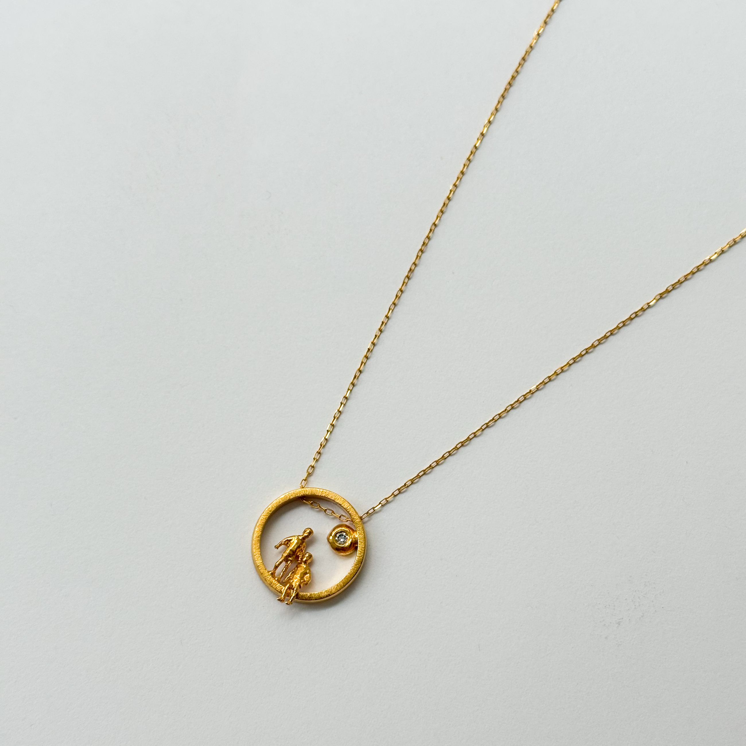 Gold Plated Silver Necklace with Diamond "All Around Us"