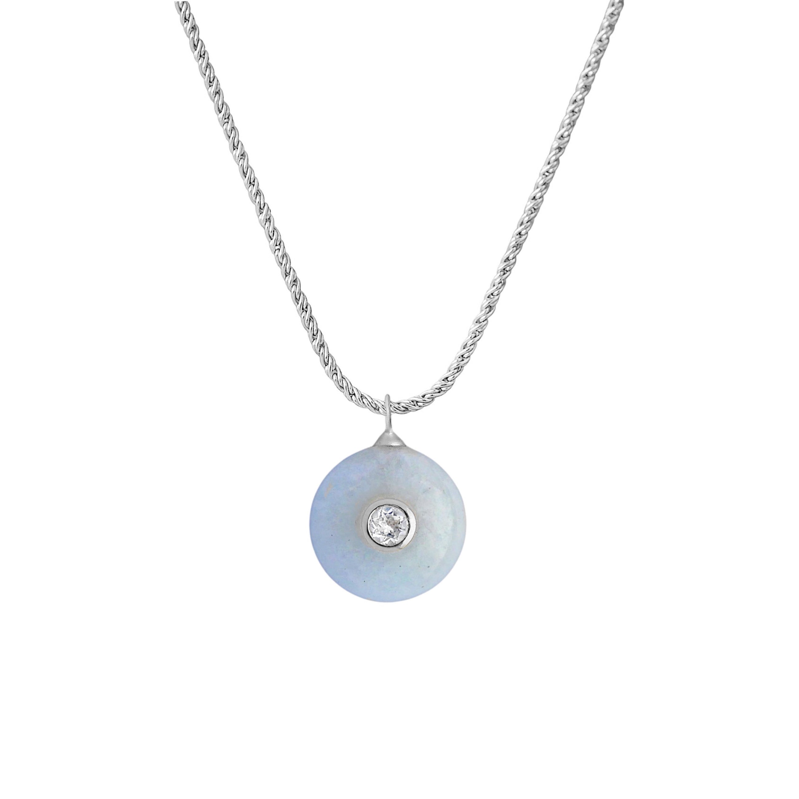 Silver Necklace with Aquamarine and Topaz "Paradise Sky"