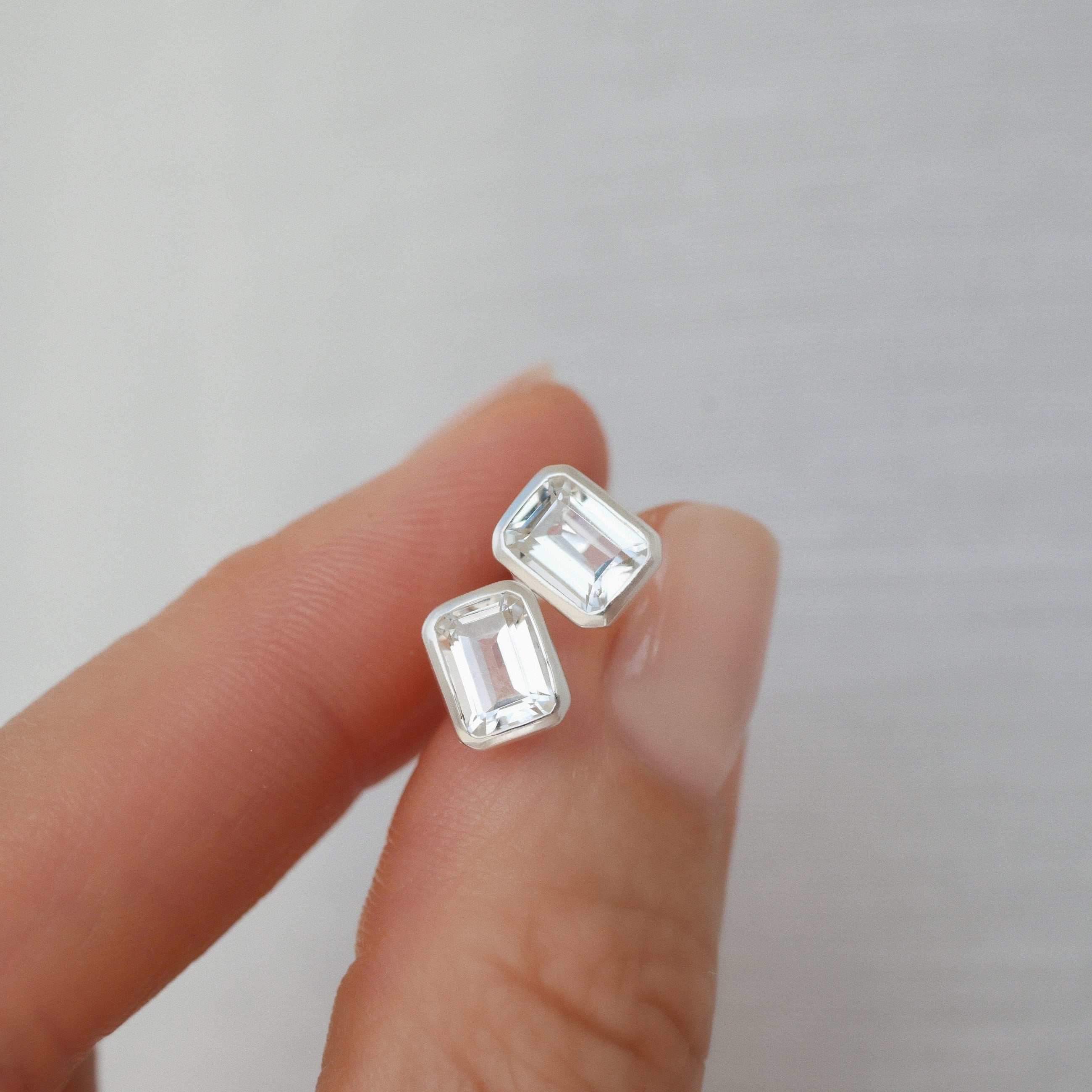 Silver Stud Earrings with Topaz "Daydream"
