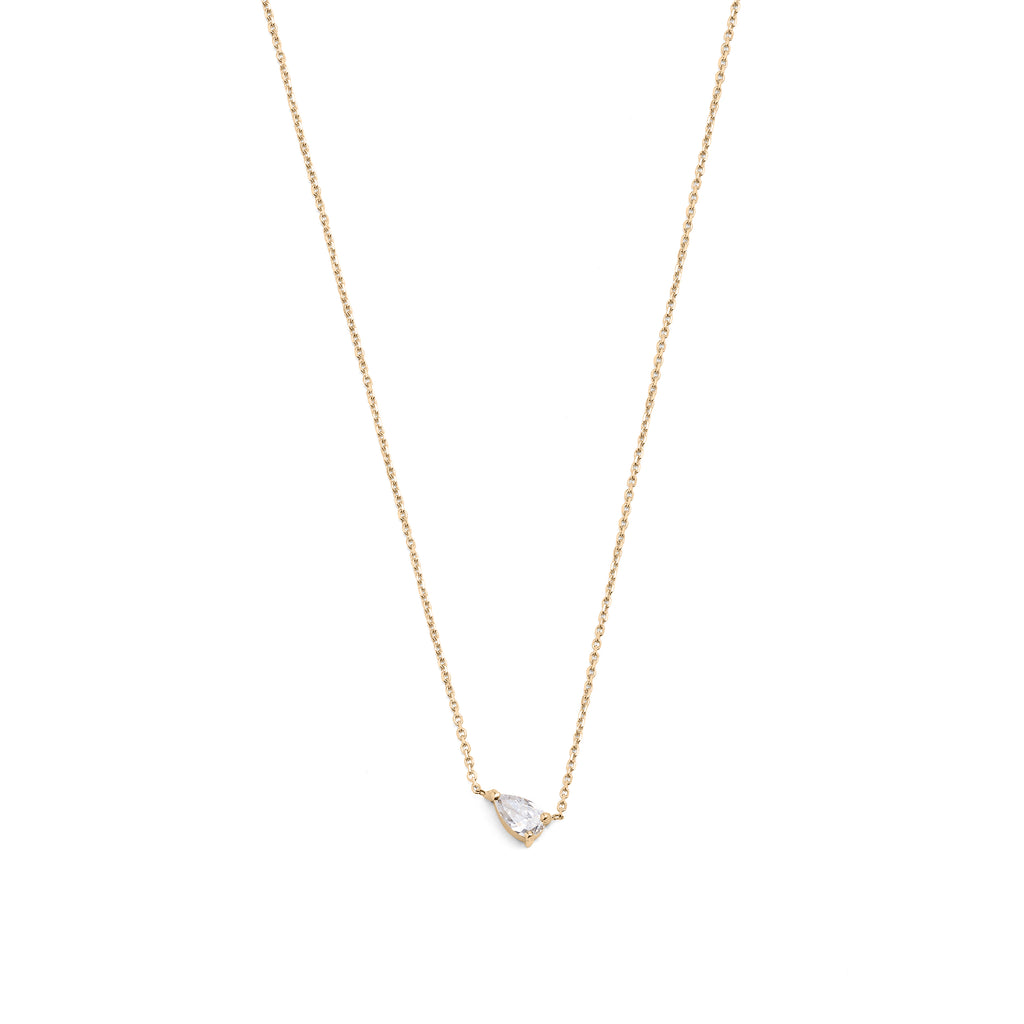 14k Yellow Gold Necklace with Pear-Shaped Diamond