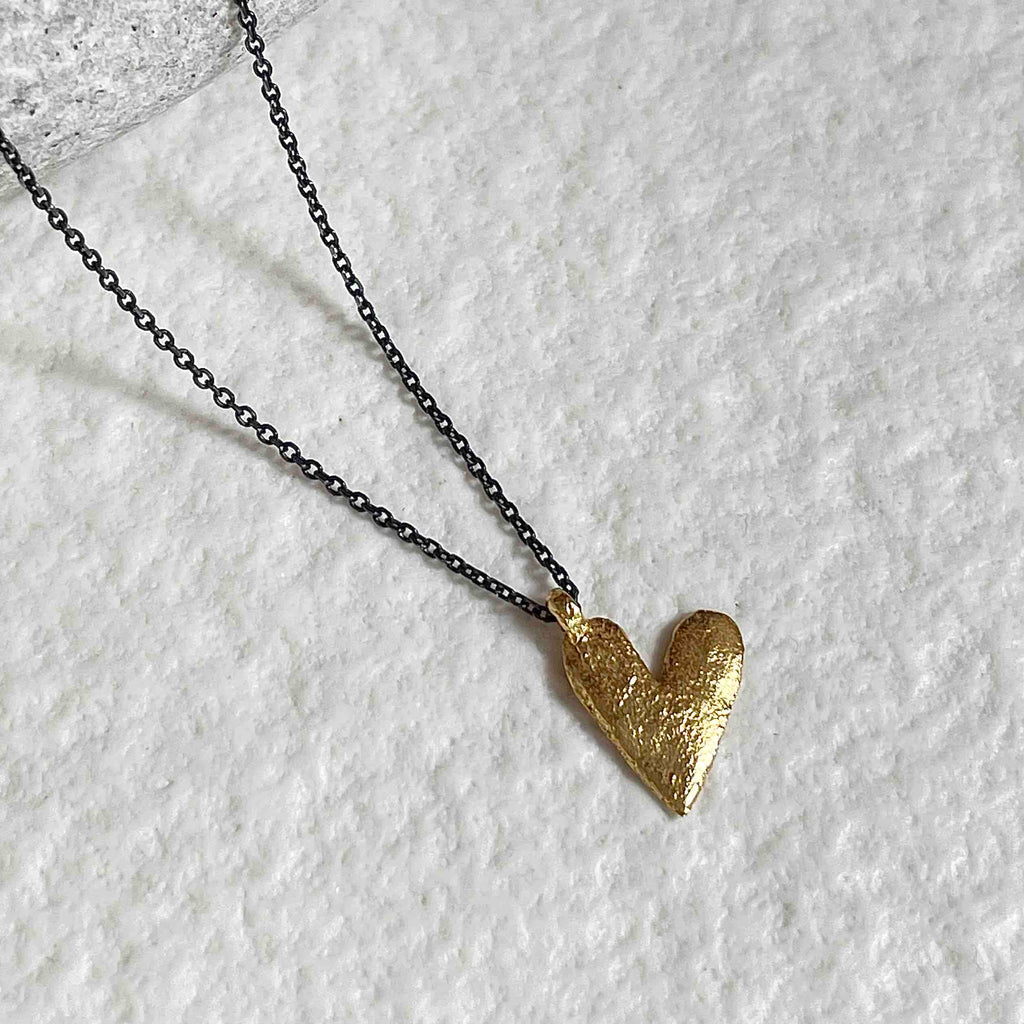 Gold Plated / Oxidized Silver Necklace "Heart"