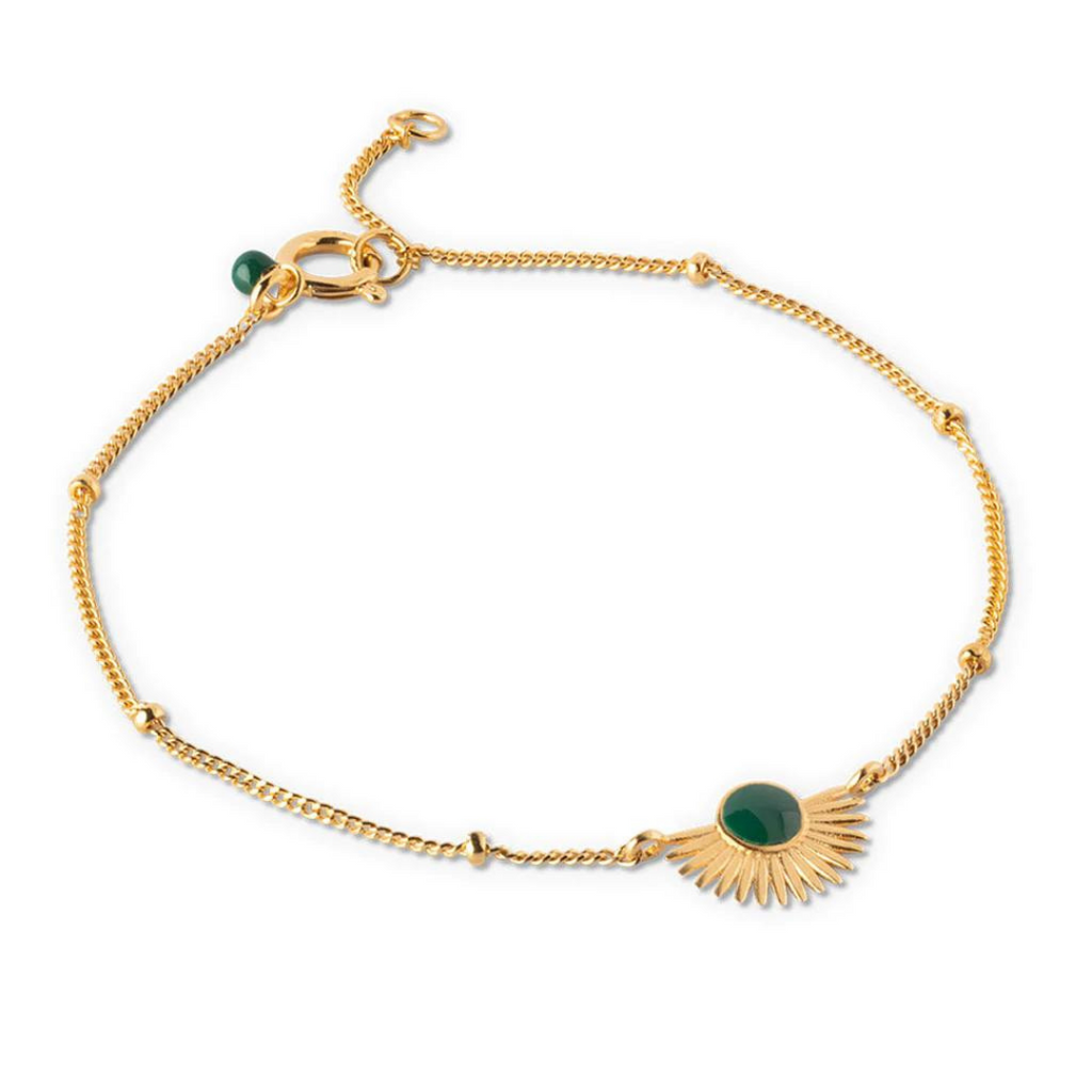 18K Gold Plated Bracelet "Soleil Petrol Green"