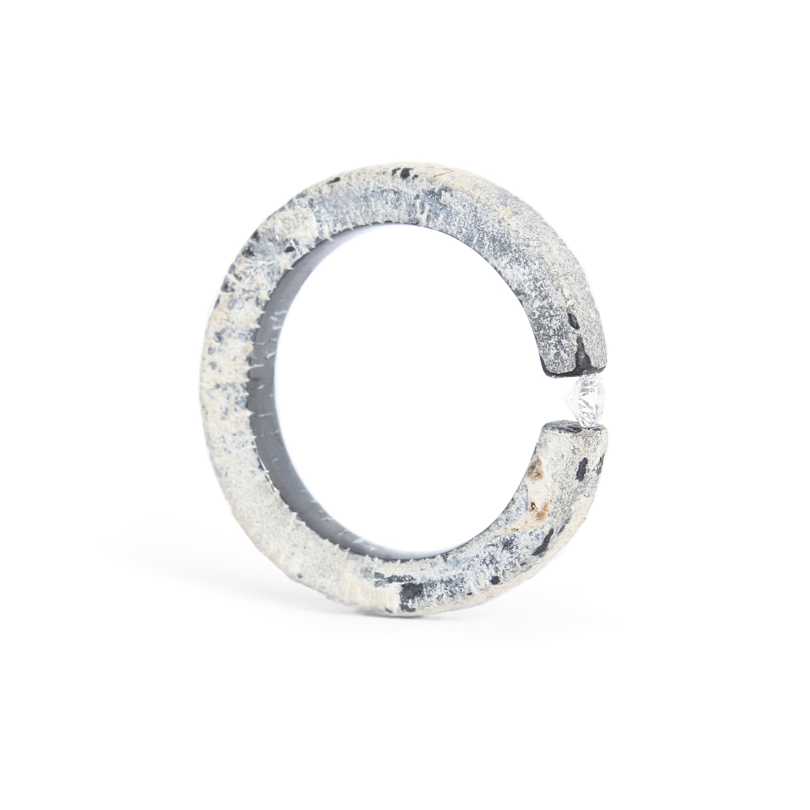One-of-a-kind ring composed of tantalum and a white diamond by ASR JWLS.