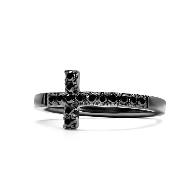 Black Diamond Cross Ring