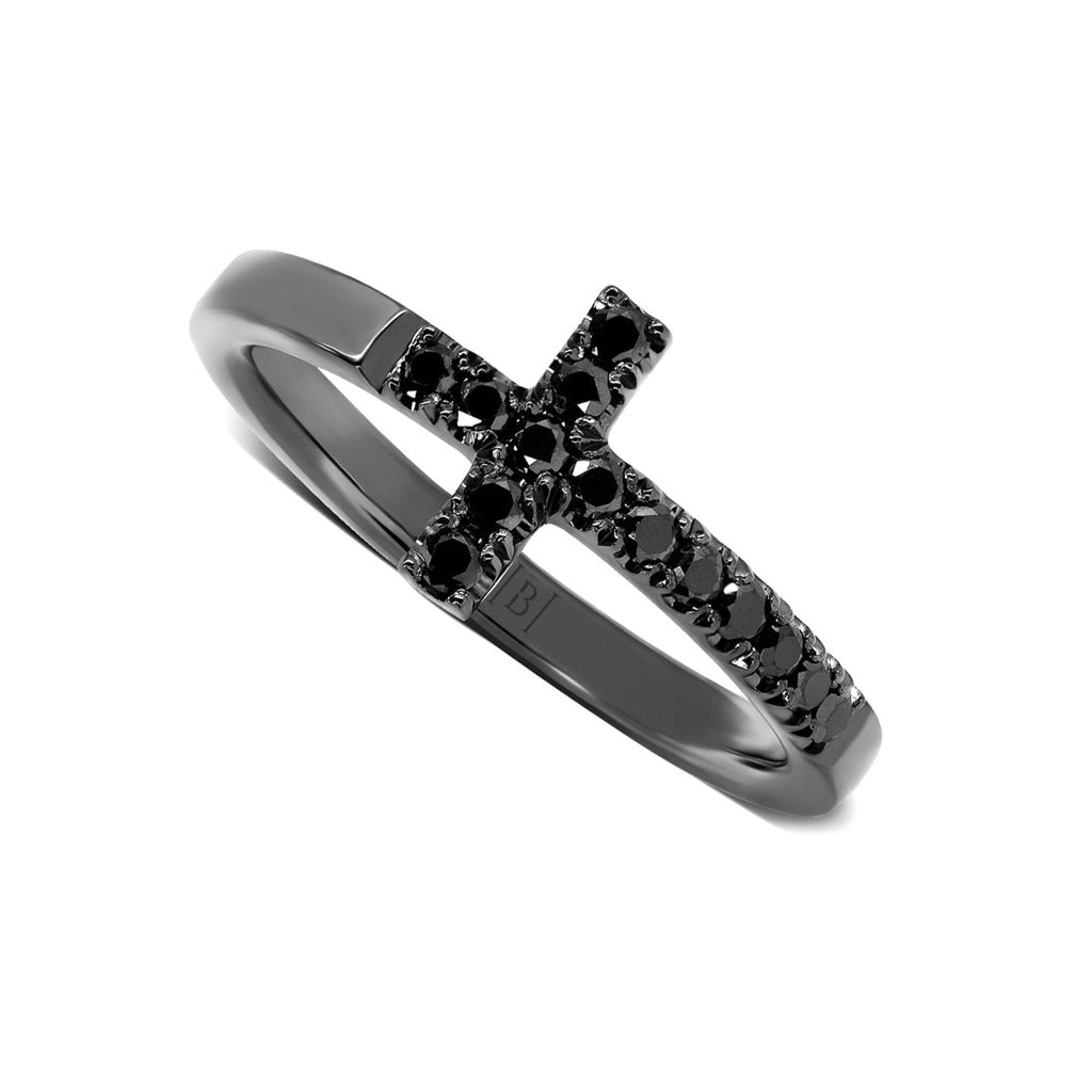 Black Diamond Cross Ring