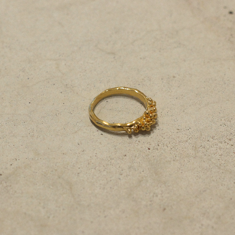 Gold Plated Silver Ring "Coral Rain Drops"