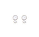 Silver Stud Earrings with Pearls "Double"