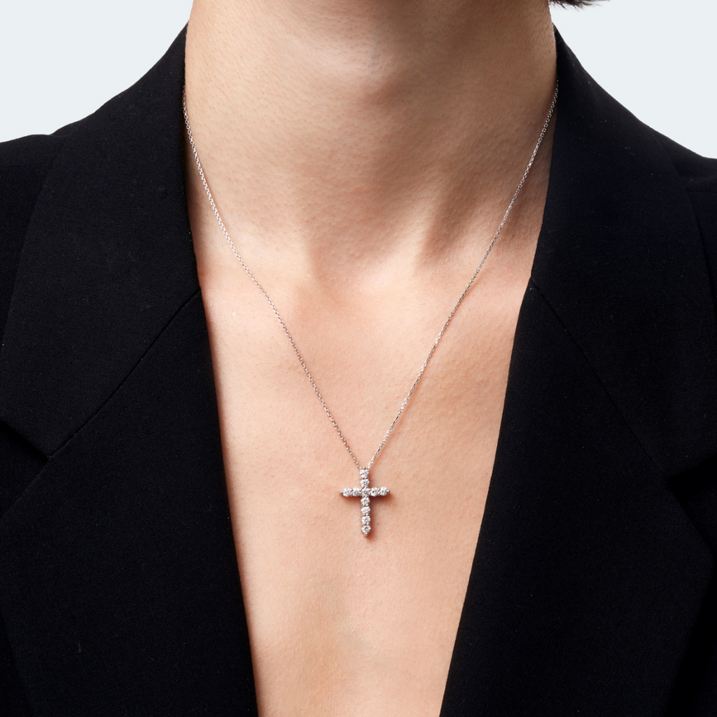 White Gold Cross Pendant with Diamonds