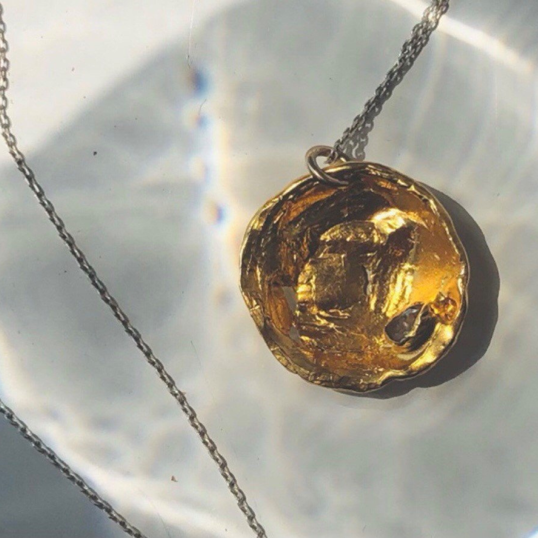 Gold Plated Necklace with Herkimer Diamond "The Resistance"