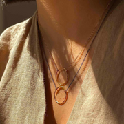 Gold Plated Silver Necklace "Thin Fingerprint Circle"