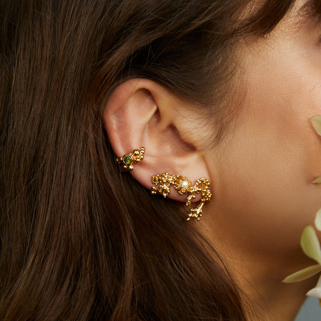 Gold Plated Silver Ear Cuff "Double Reef"