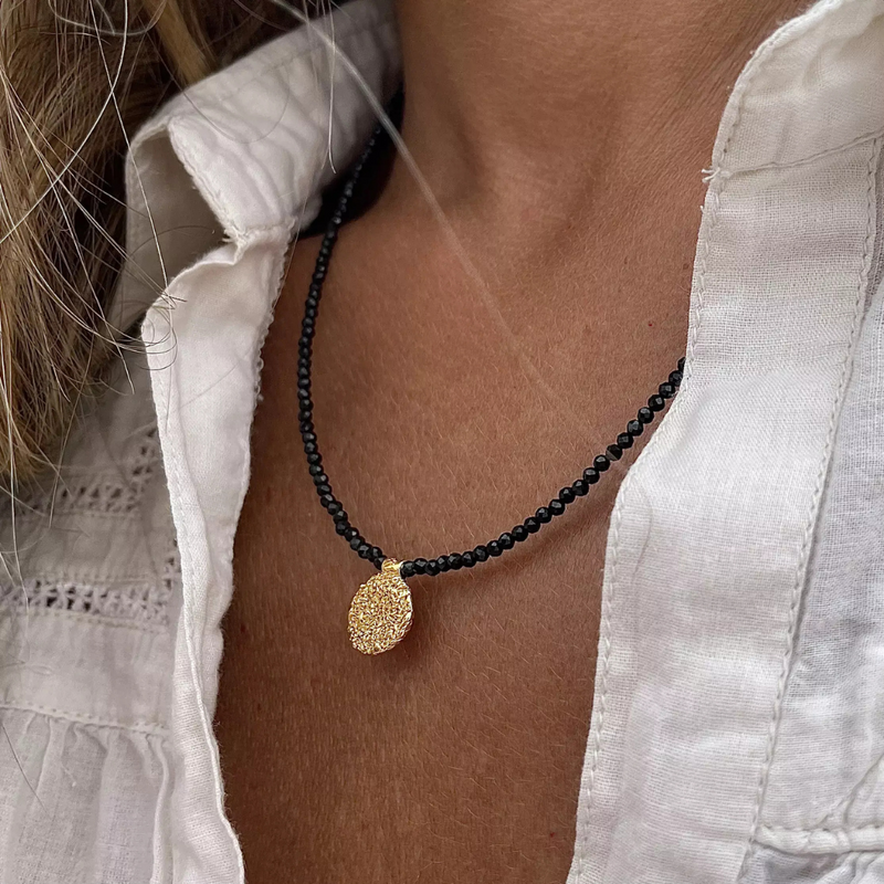 Gold Plated Silver Necklace with Spinel "Handcrafted"