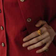 Gold Plated Silver Ring with Garnet "Imagination Tool"