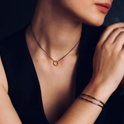 Gold Plated / Oxidised Silver Necklace "Small Fingerprint Circle"
