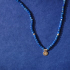 Gold Plated Silver Necklace with Lapis Lazuli and Diamond "North Star"