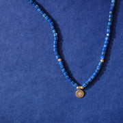 Gold Plated Silver Necklace with Lapis Lazuli and Diamond "North Star"