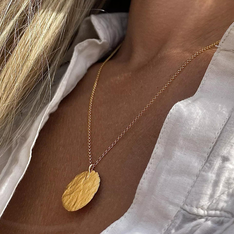 Gold Plated Silver Necklace "Fingerprint"