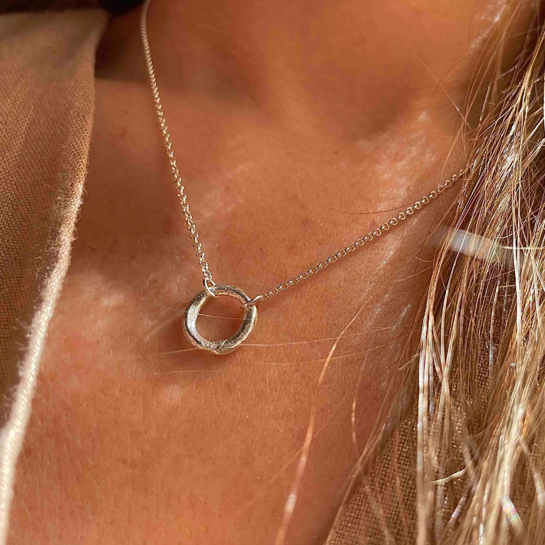 Silver Necklace "Small Fingerprint Circle"