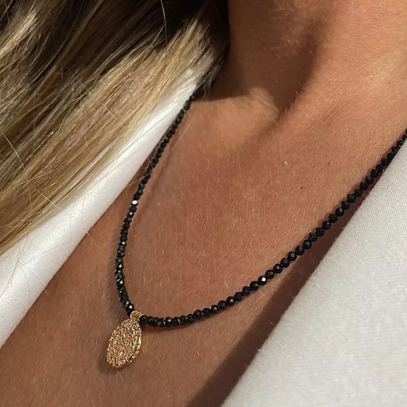 Gold Plated Silver Necklace with Spinel "Handcrafted"
