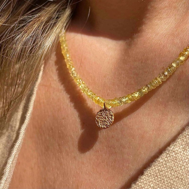 Gold Plated Silver Necklace with Yellow Sapphires "Handcrafted"