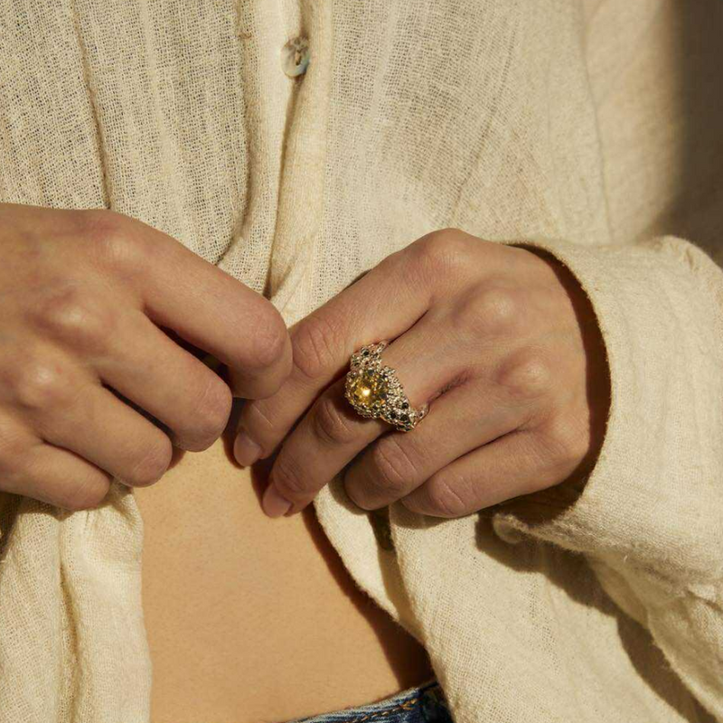 Silver Ring with Citrine "Blinding Ray"