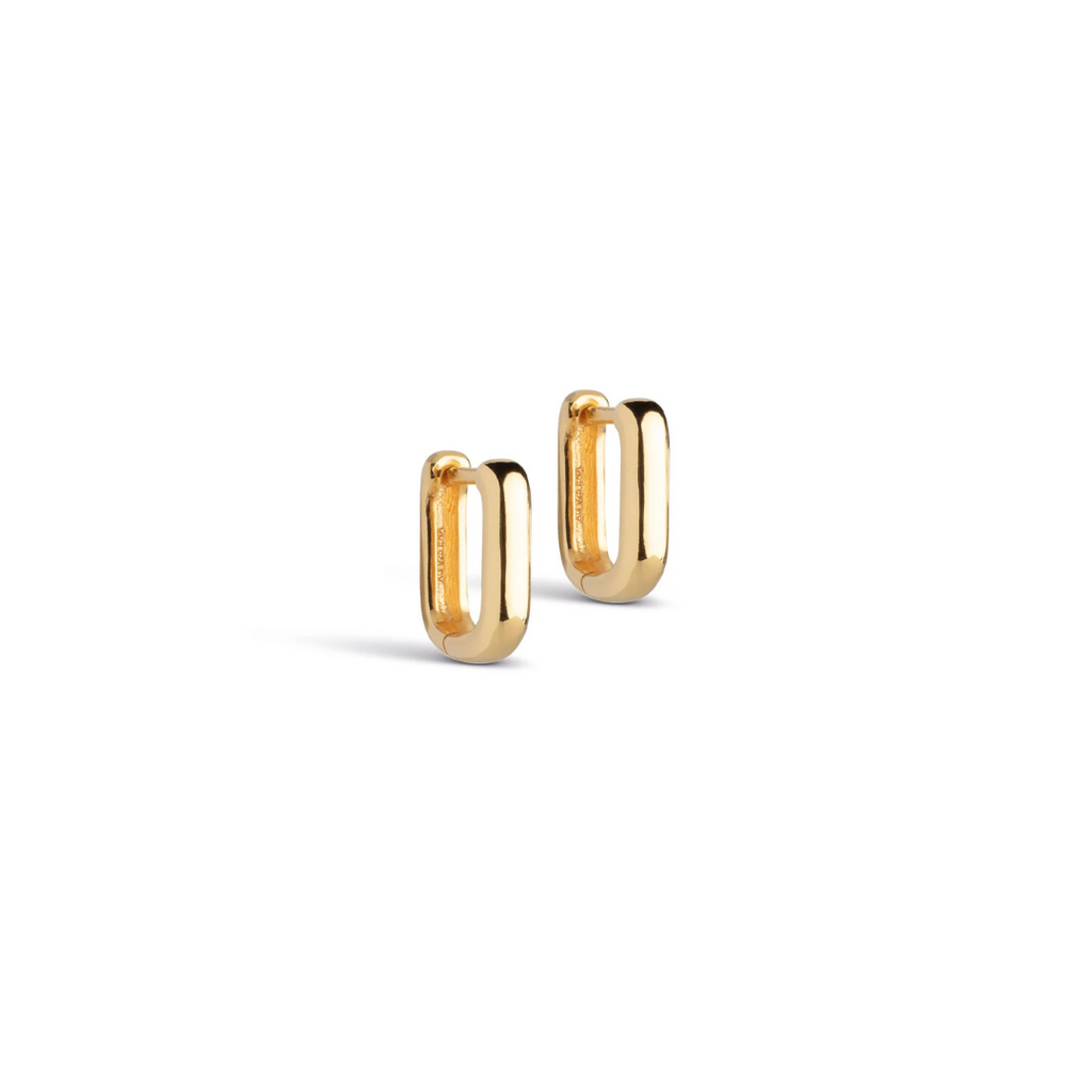 Gold Plated Silver Hoop Earrings "Square" (12 mm)