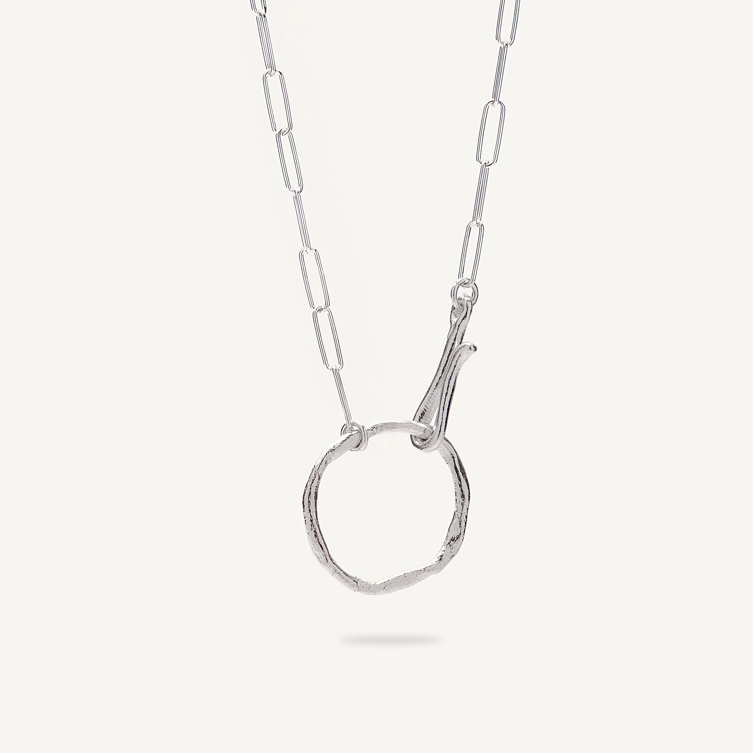 Silver Necklace "Big Hook Circle"