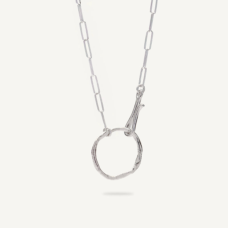 Silver Necklace "Big Hook Circle"
