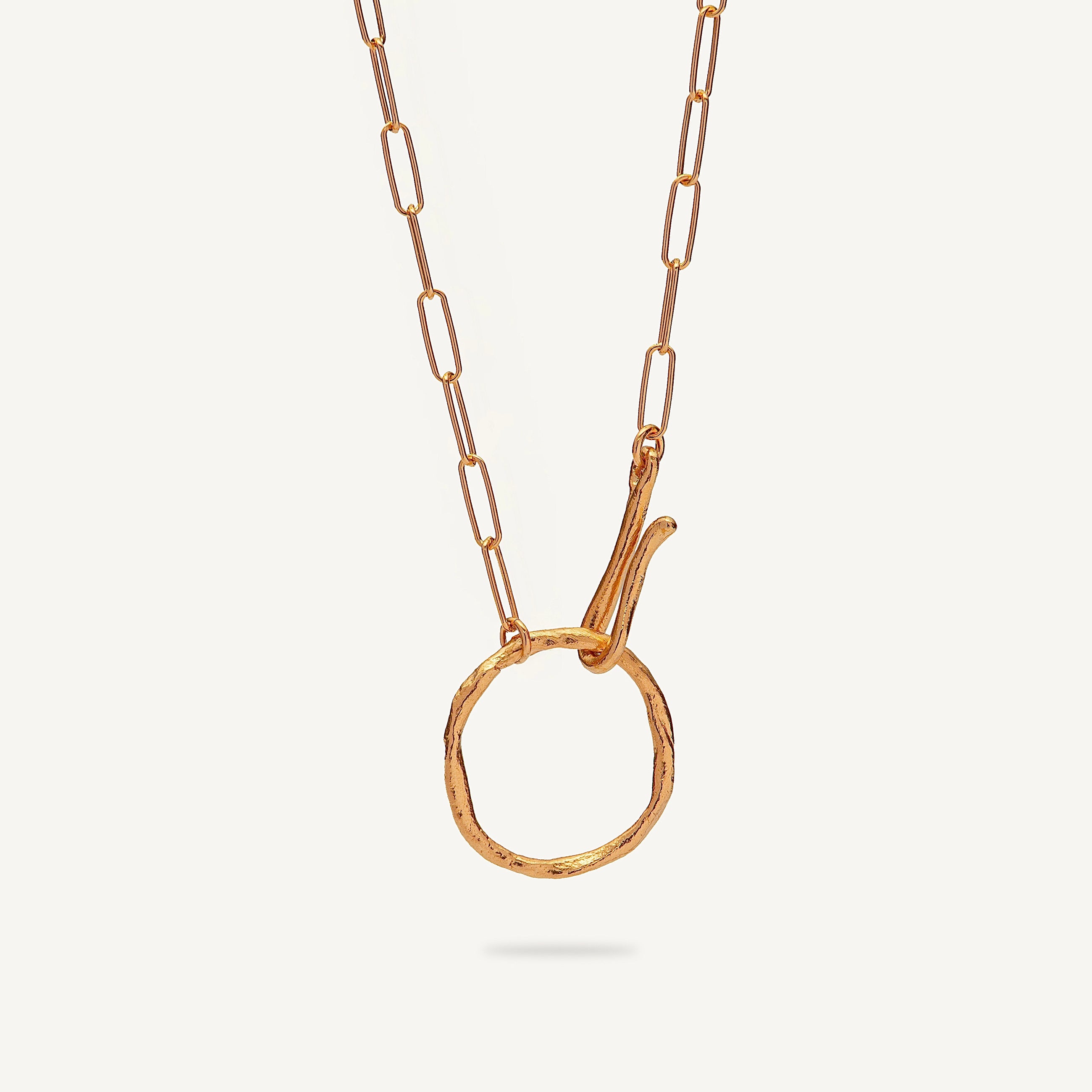 Gold Plated Silver Necklace "Big Hook Circle"