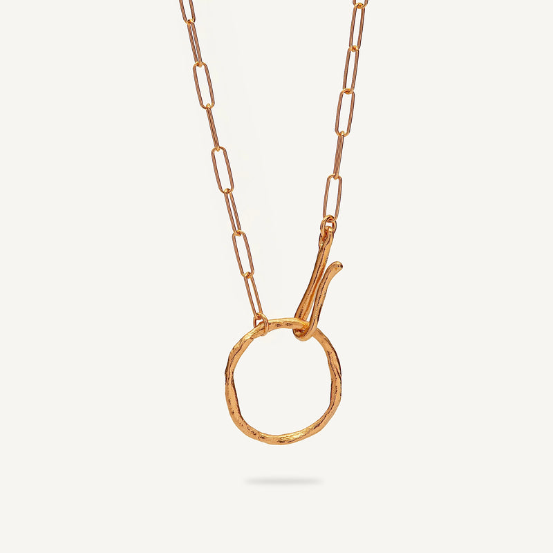 Gold Plated Silver Necklace "Big Hook Circle"
