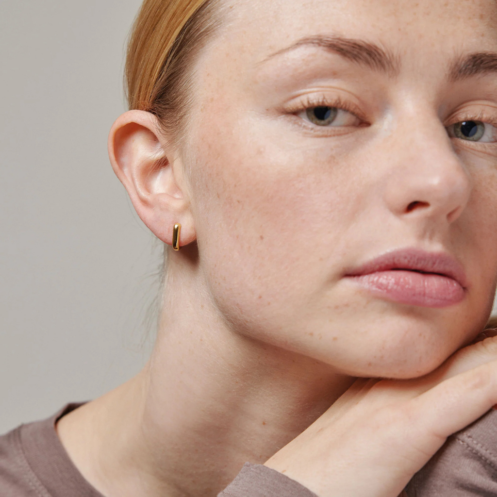 Gold Plated Silver Hoop Earrings "Square" (12 mm)