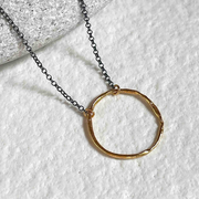Gold Plated / Oxidised Silver Necklace "Thin Fingerprint Circle"