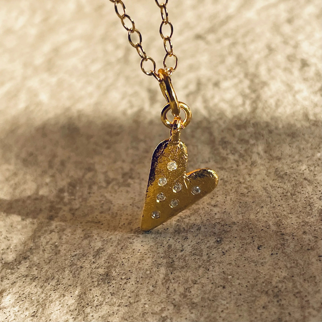 Gold Plated Silver & Sapphire Necklace "Handcrafted Heart"